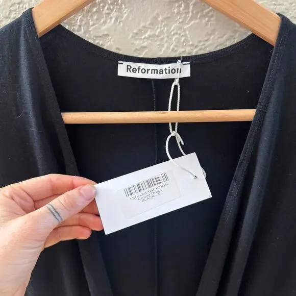 NEW REFORMATION Black Ernest Midi Dress | S - Picture 8 of 8